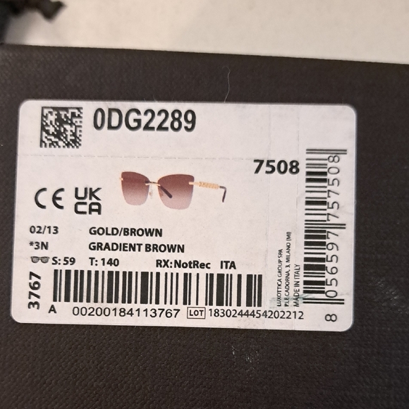 NWT Dolce & Gabbana Gold Frame Sunglasses with Brown Lenses - Picture 2 of 9